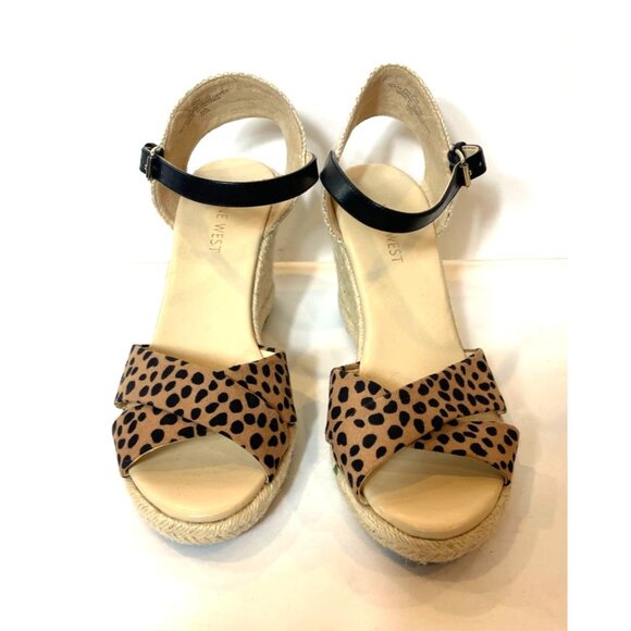 Nine West Joydyn Cheetah Print Espadrille Wedge Sandals Ankle Strap Size 7.5 - Picture 5 of 13